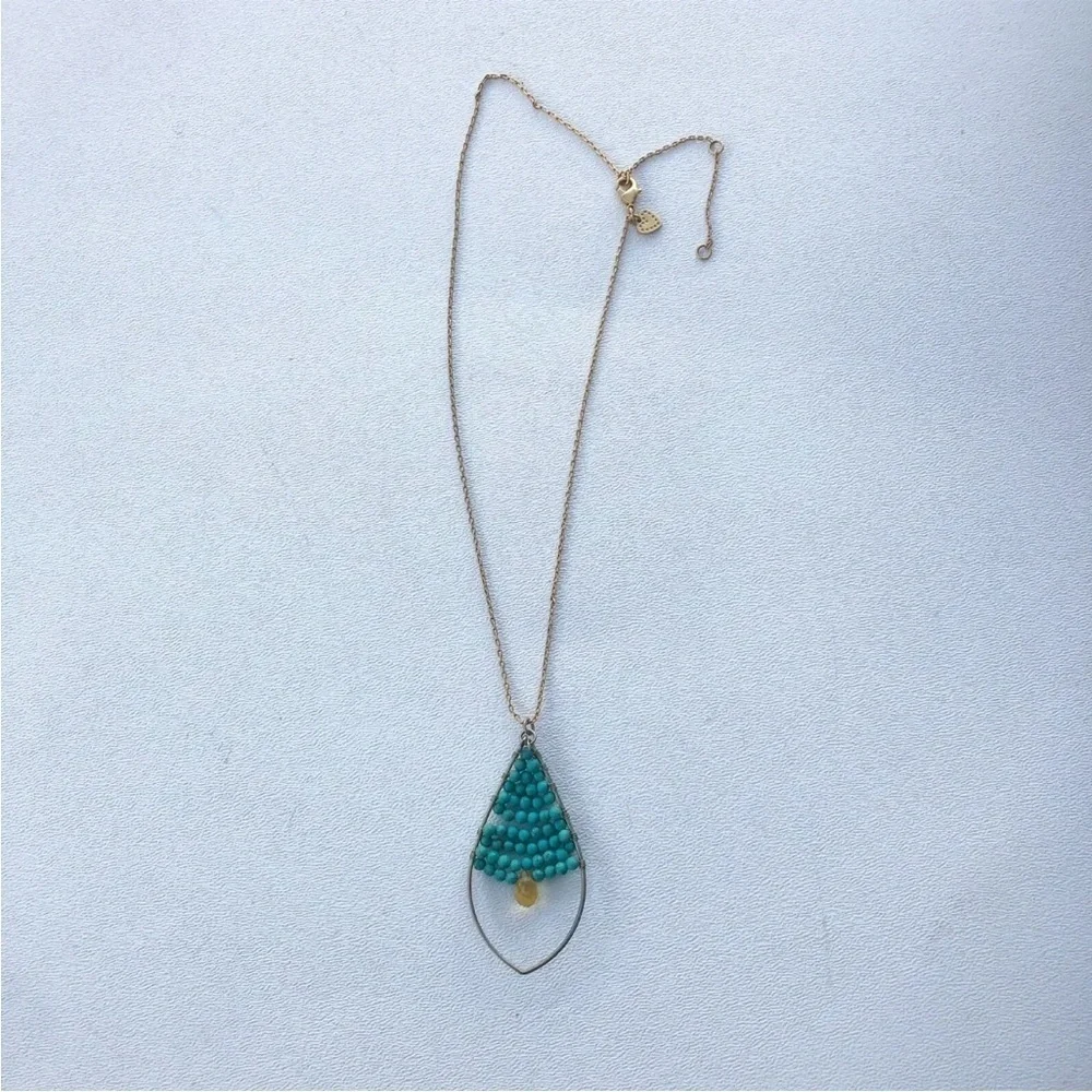 Stella And Dot Gold Tone Turquoise Small Beaded Necklace